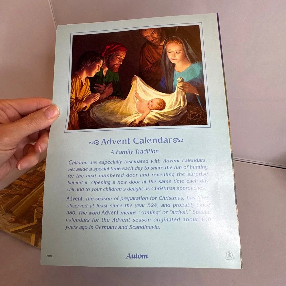 2 Vintage Autom Advent Calendar Nativity Scene Christmas Countdown 24‎ Doors